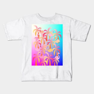 PINK Flamingo Jungle - Pink Flamingo Art Kids T-Shirt